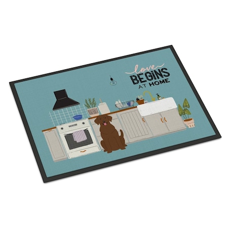 Carolines Treasures 24 x 36 in. Chocolate Labrador Kitchen Scene Indoor or Outdoor Mat CK7760JMAT